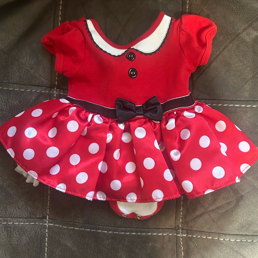 Red Minnie Mouse onesie/dress - 0/3 months
